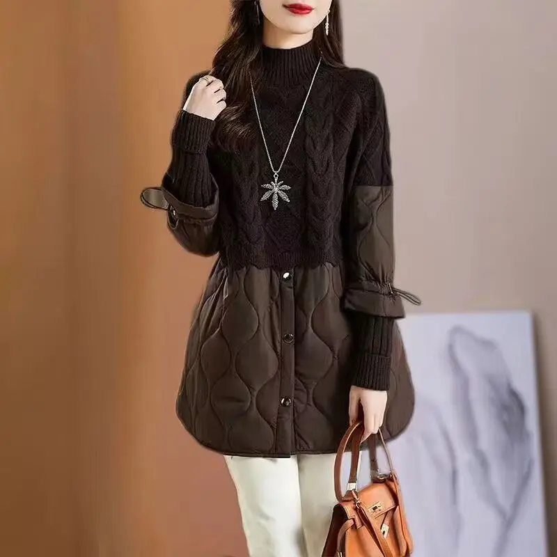 

Winter Super Warm High-neck Mid-length Women's Sweater Top 2023 New Korean Edition Lazy Style PulloverLarge Montage Sweater wit