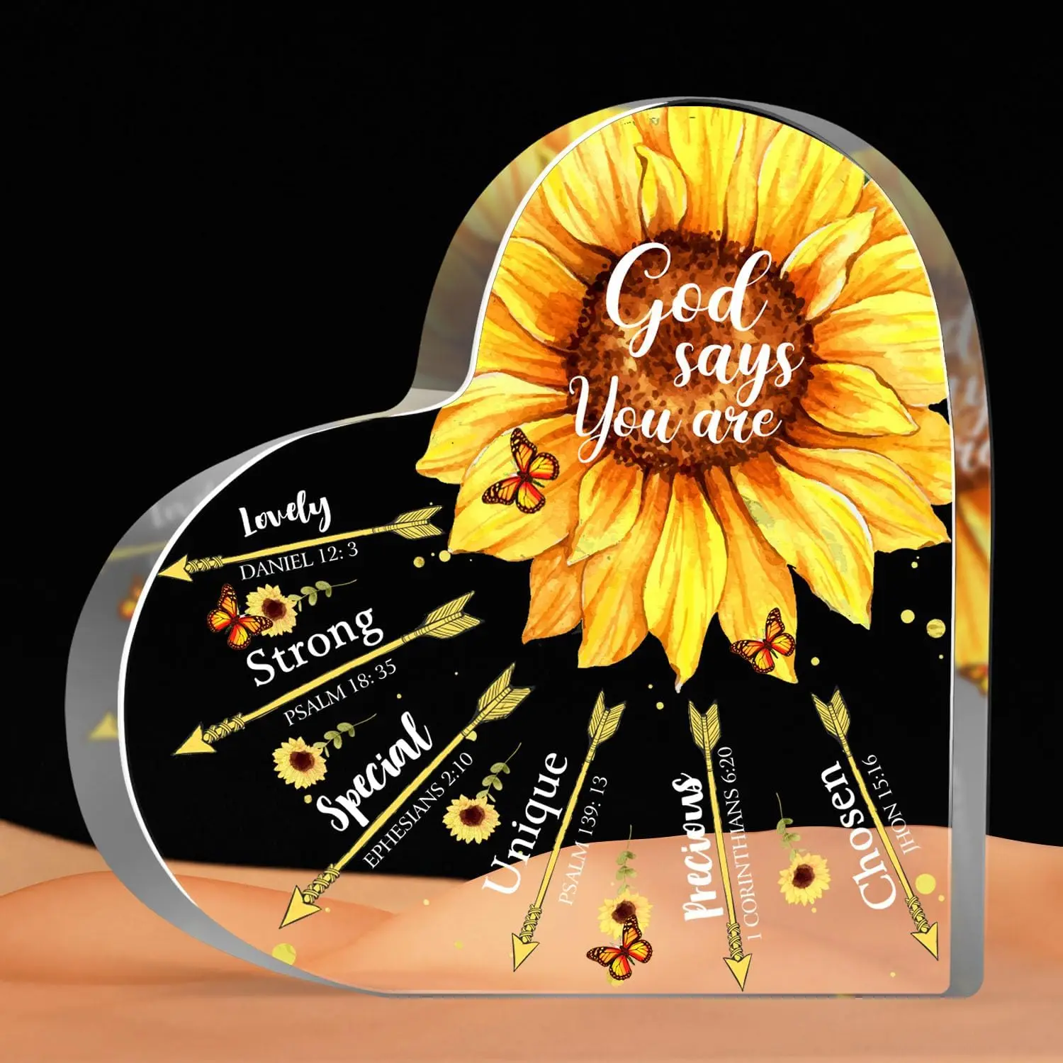 Religious Gifts for Women Christian Inspirational Gifts with Bible Verse Plaque Sunflower Christian Home Desk Decor Ornaments