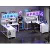 L-shaped Computer Desk with Storage Shelves, Pegboard, LED Lights, Sockets, Home Office Desk, Corner Table, Large Gaming Table 4