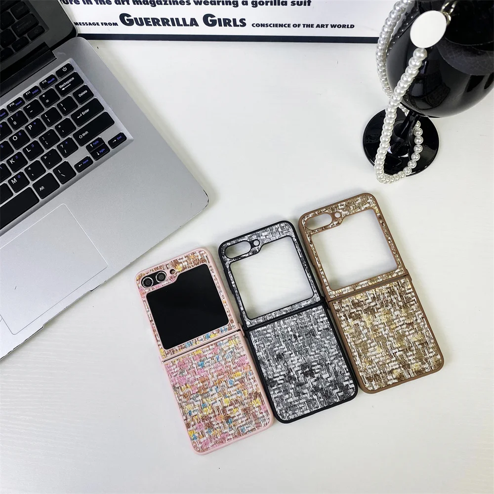 Z Flip6 Small Fragrant Wind Cloth Gradient Case for Samsung Galaxy Z Flip 6 5 4 3 ZFlip4 Flip 5 6 Slim Shockproof Bumper Cover_voghion.com