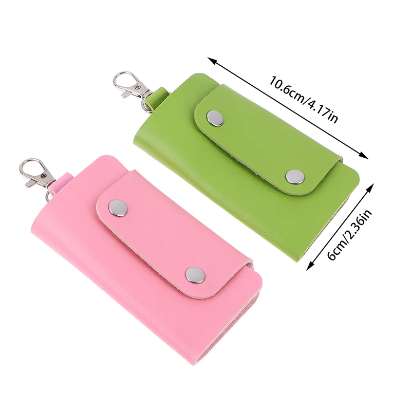 1PCS Portable Simple Solid Color Storage Bag Leather Housekeeper Holders Car Keychain Key Holder Bag Case Unisex Wallet Cover storage bag key organizer key case key purse key holder