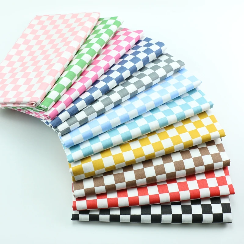 Large Cotton Twill Plaid Baby Patchwork Quilt Fabric in Vibrant Colors