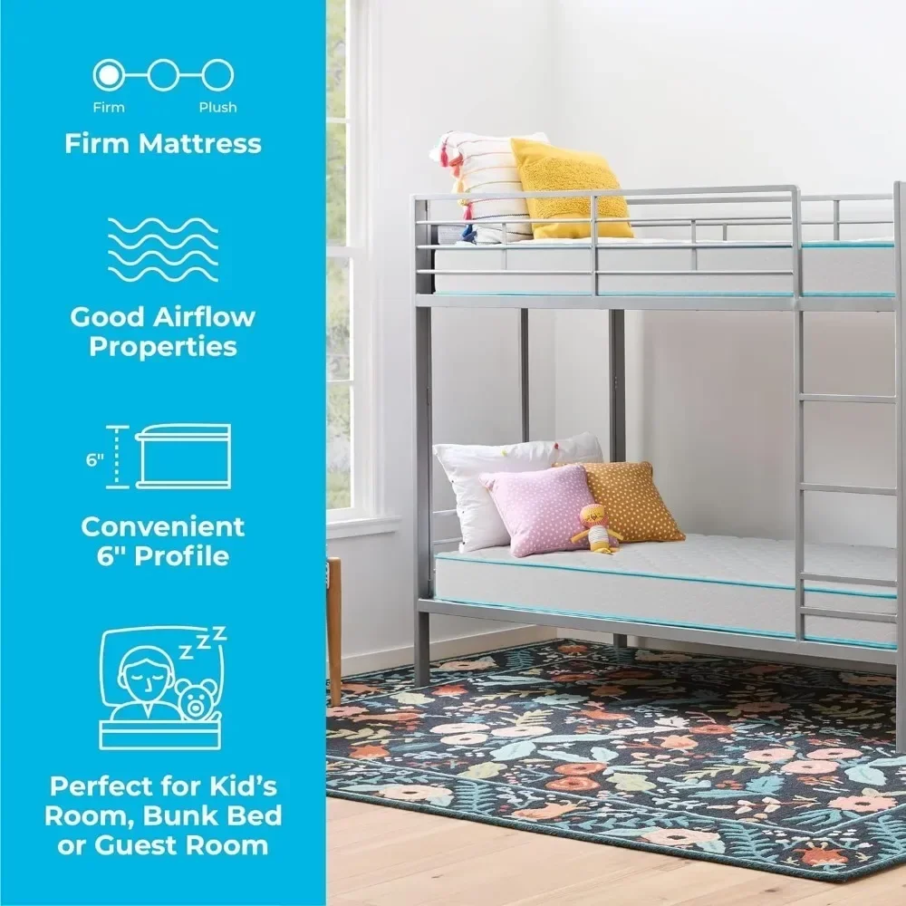Mattress - 6 Inches, Bonnell Springs with Foam Layer, Teen or Children's Bed, Durable, Breathable Support, Boxed Mattress 2