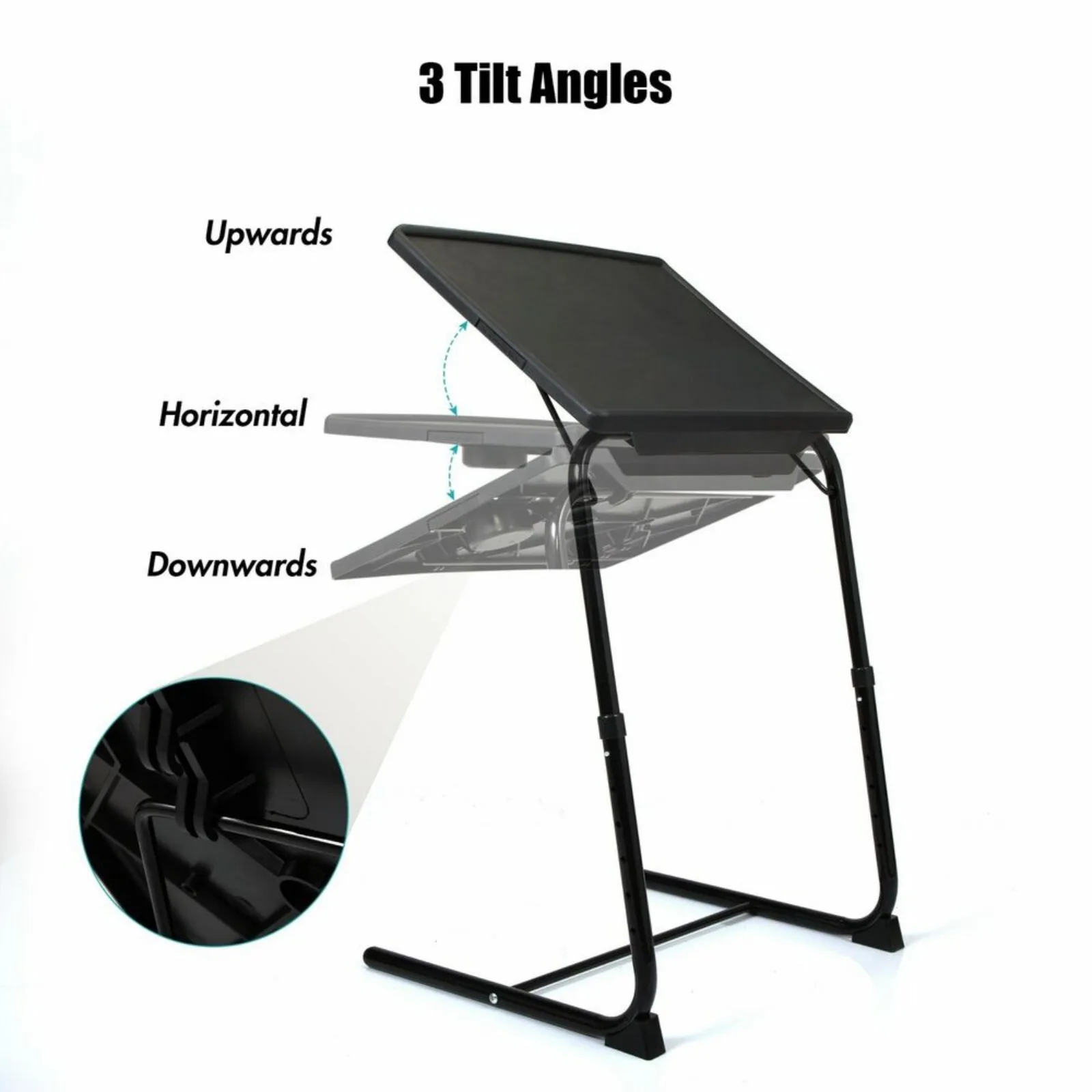 US Portable Height Adjustable Laptop Table TV Tray Desk Overbed Stand w/Cup Holder