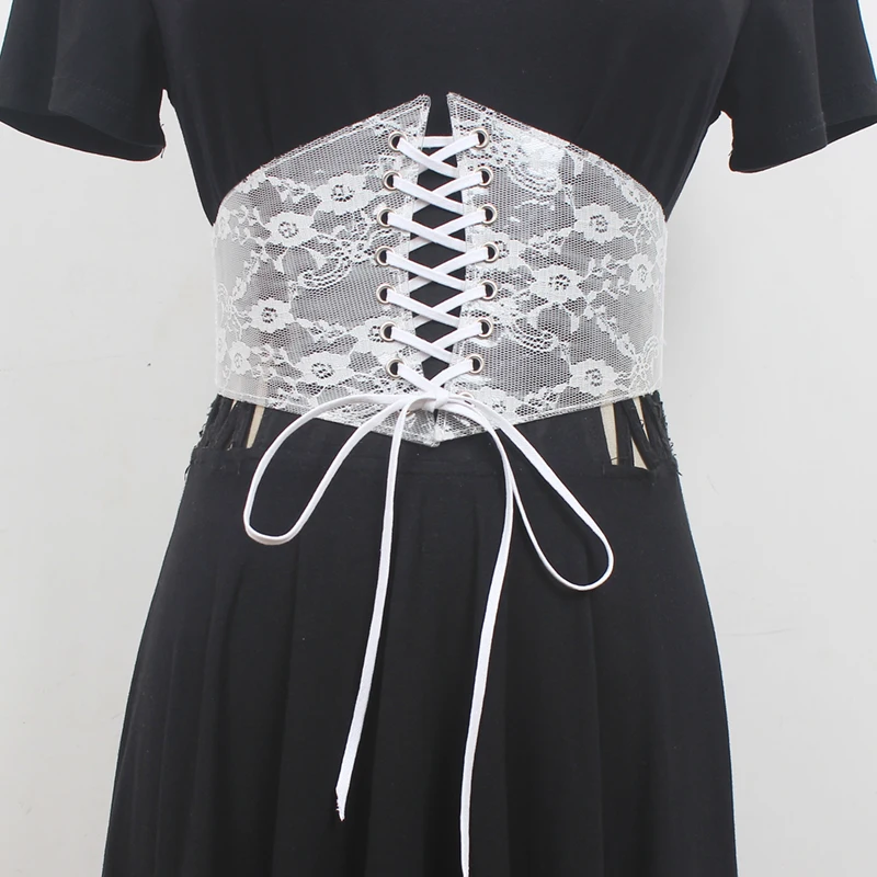 Damska Runway Moda Elastyczna Pcv Koronki Cummerbunds Damska Sukienka Gorsety Pas Pasy Dekoracji Szeroki Pas R630