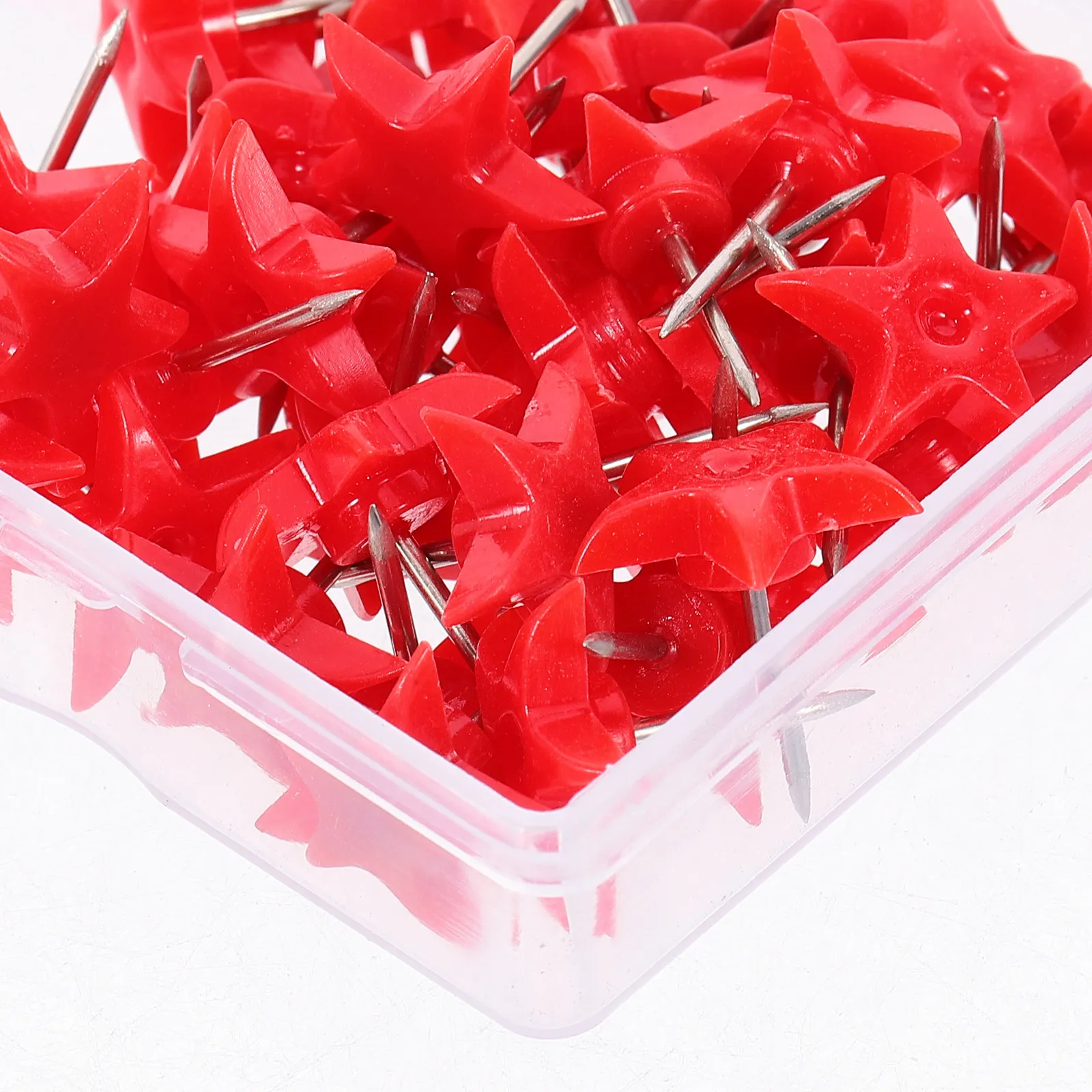 50개 별 모양 푸시핀 귀여운 플라스틱 금속 압정 코르크 게시판 메모 보드 사무실 가정 교실용 압정 및 푸시핀