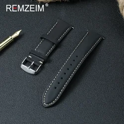 Vintage Crazy Horse Leather Wristwatch Band - Brown, Green, Blue, High - Quality Quick Release Strap - 22mm (Black)