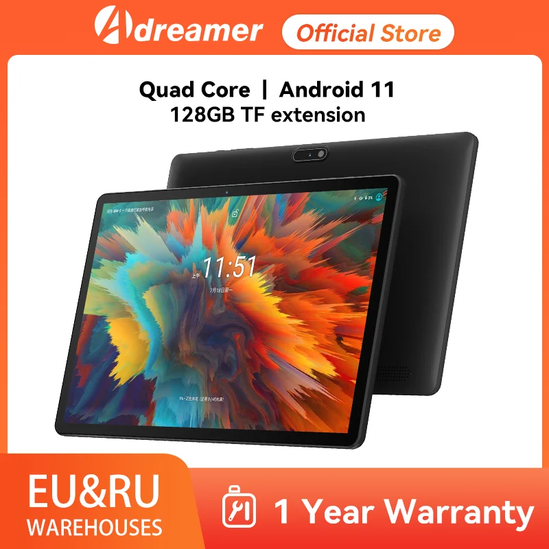 Adreamer LeoPad10 Tab 10.1 Tablet 1280x800 IPS Android 11 Quad Core 4GB RAM 64GB ROM Bluetooth 6000mAh Wifi Portable Tablets PC
