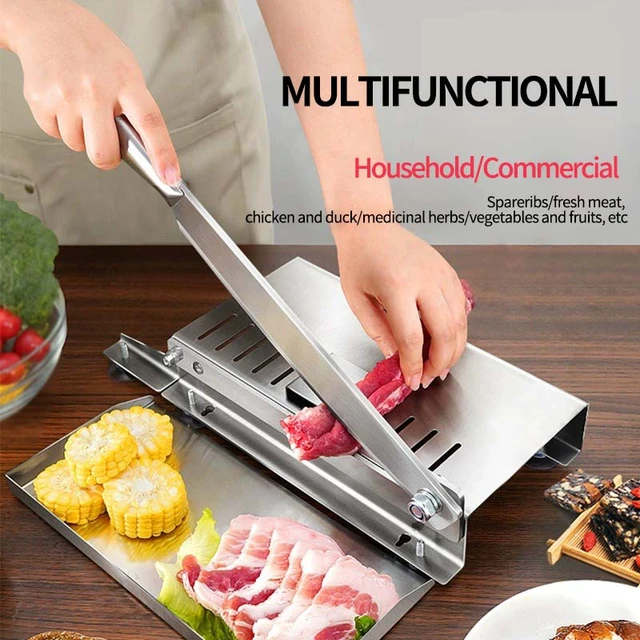 Manual Meat Slicer Meat Bone Cutter Machine Chinese Medicine Jerky Slicer  Rib Chicken Fish Frozen Meat Vegetables Deli Food Slicing Machine Home  Cooking Use 
