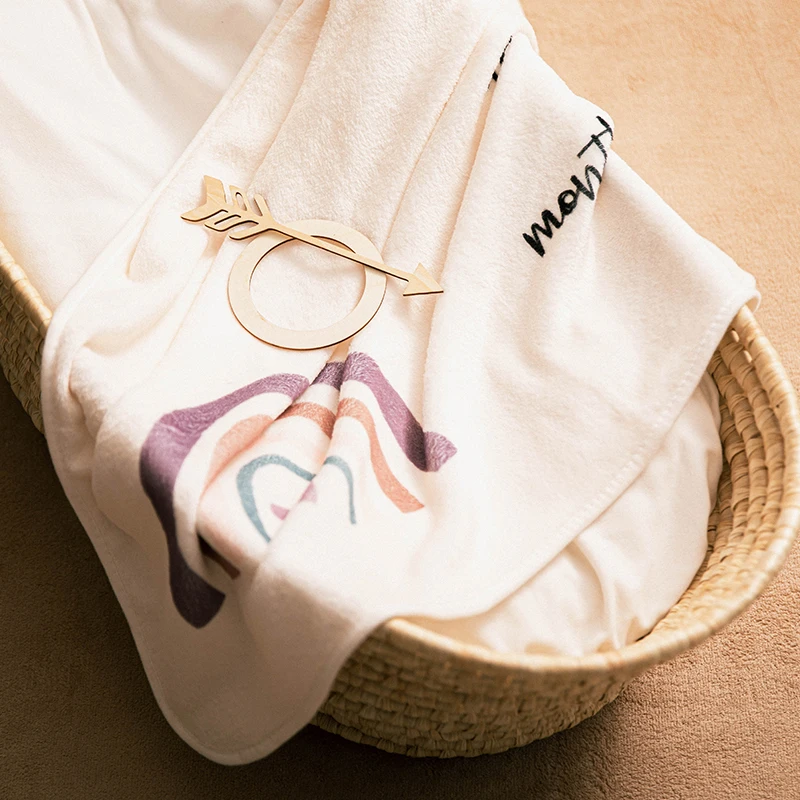 Newborn Milestone Flannel Blanket Swaddle Wrap Blanket Newborn Bath