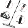 Garden Leaf Rake Adjustable Handle Cleaning Debris Grass Clippings Gardening Farm Lawns Rake Garden Iron Rake Agricultural Rake 5