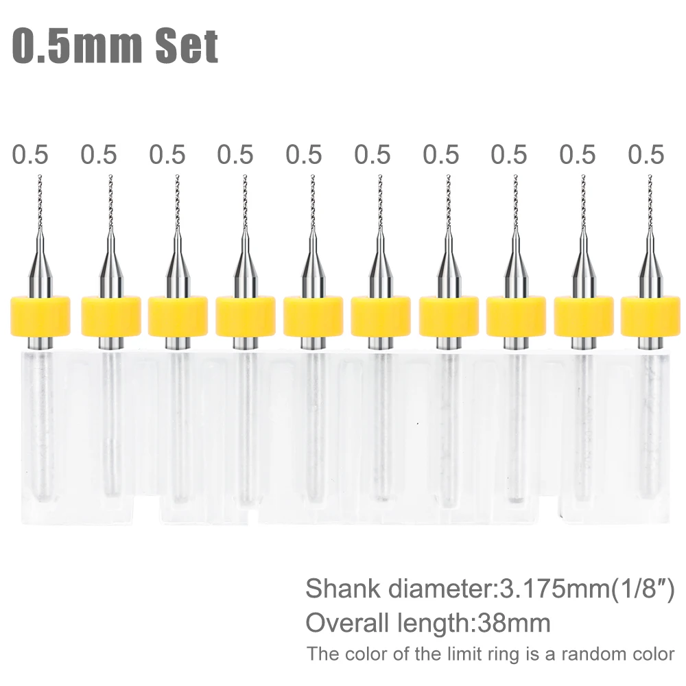 Precision Carbide Drill Bit Set for Circuit Boards - 10 Piece 0.1-1.2mm Range