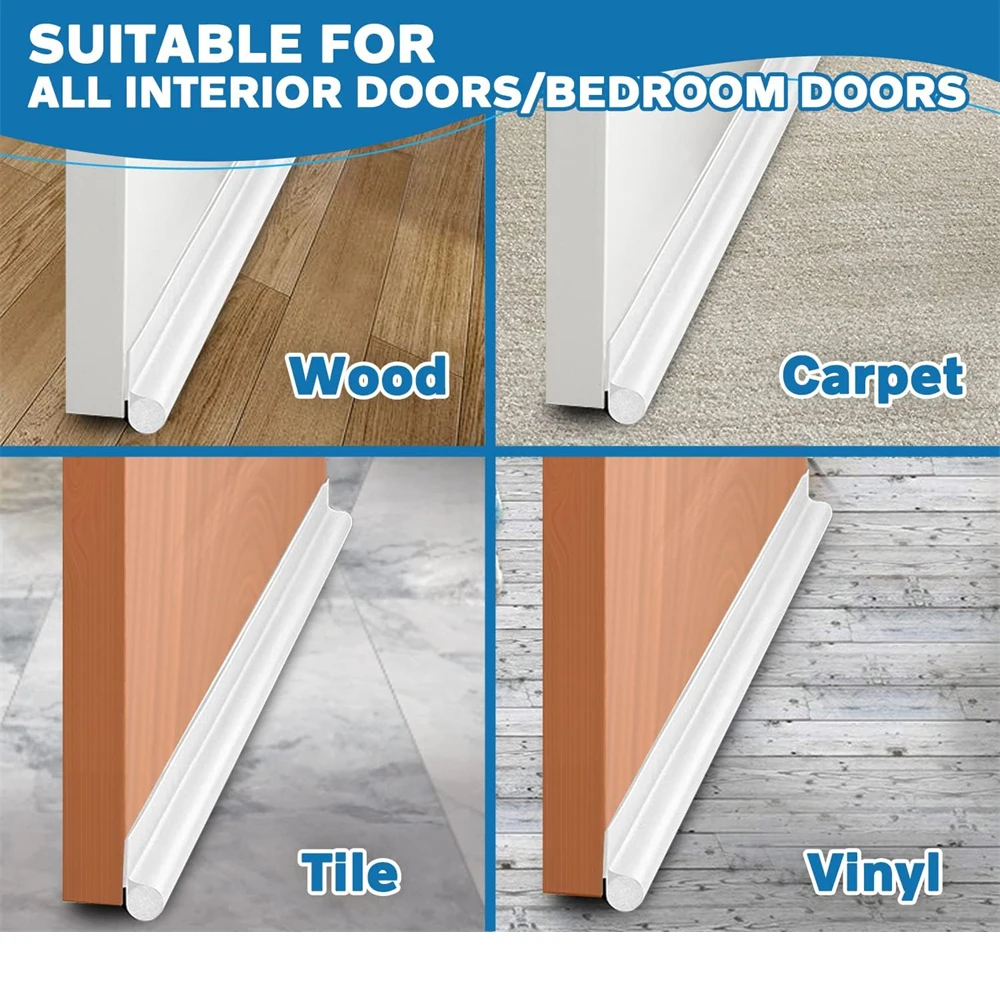 1-4pcs Self Adhesive Door Bottom Weatherstrip Sound Insulation Flexible Windproof Under Door Draft Rubber Foam Seal Strip