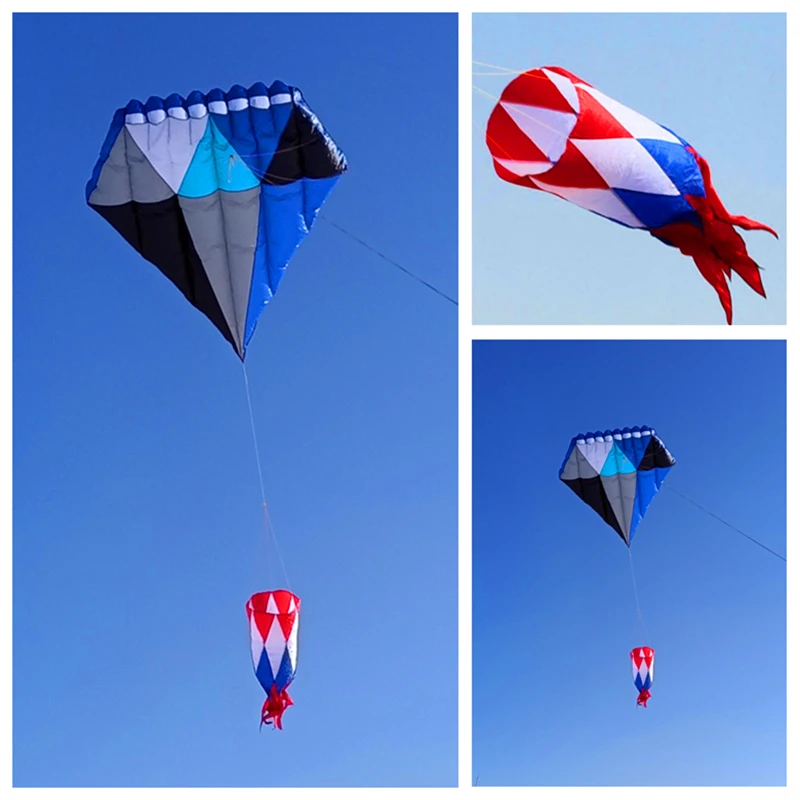 

free shipping 3m blue diamond kite large soft kite flying for adults nylon kite windsocks walk in sky outdoor sport flying fairy