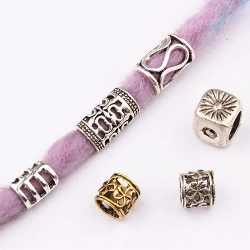 24 STKS Antieke Koperen Haar Kralen Vintage Groot Gat Metalen Vlechten Buis Kralen Voor Diy Sieraden Haar Decoratie 24 STKS Antieke Koperen Haar Kralen Vintage Groot Gat Metalen Vlechten Buis Kralen Voor Diy Sieraden Haar Decoratie