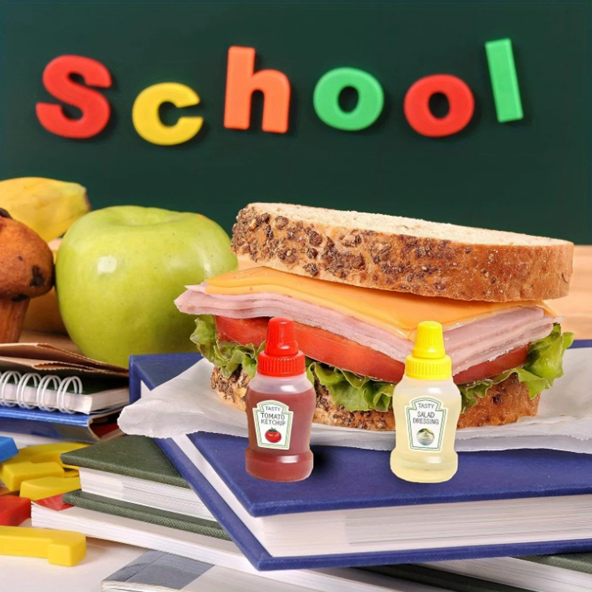 Sauce Bottle Accessories 69PC Lunch Bun Sauce Box Container Food Paddle Mini Plastic Seasoning Squeeze Bottle Cute Lunch Muffin Cup
