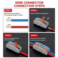 FD-24 PCT 2 in 4 Out 2-Position Push-in Electrical Wire Connector Mini Fast Wiring Cable Splitter Durable Home Terminal Block 6