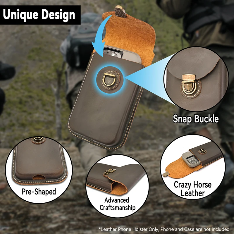Riyao Telefon Holster für Männer verrückte Pferd Leder Hasp Schnalle Handy Gürtel Clip Tasche kleine Hüft tasche für Outdoor-Reise Mann – Detail 4