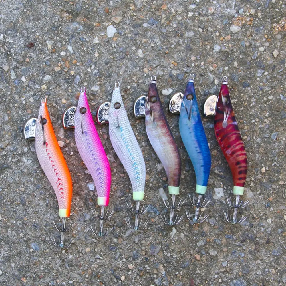6g/8g 1,8 # 2.2 # Angeln Locken Künstliche Tintenfisch Haken Jigs Nachtleuchtende Tintenfisch Lockt Spinnerbait Holz Garnelen Für Meer Angeln – Detail 11