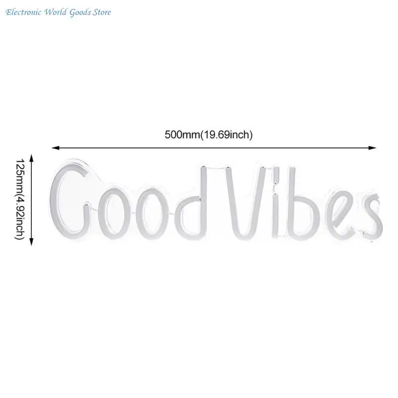 A3PD LED Good Vibes 네온 사인 Good Vibes 단어 네온 불빛 방 벽 장식 미술 장식(19.6''4.9'') 핑크 & 블루