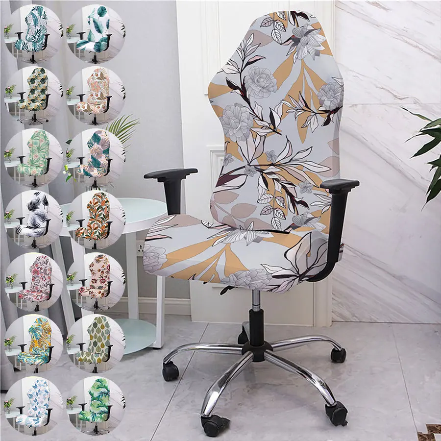 

Printed Househole Computer Chair Cover Elastic Spandex Esports Seat Cover For Office Gaming Split Chair Case Anti-dirty Washable