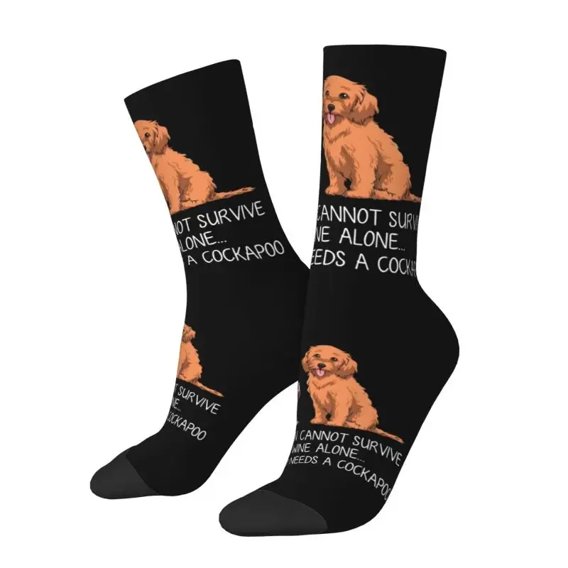 

Funny Men's Cockapoo Dog And Wine Socks Unisex Breathbale 3D Printed Funny Crew Socks