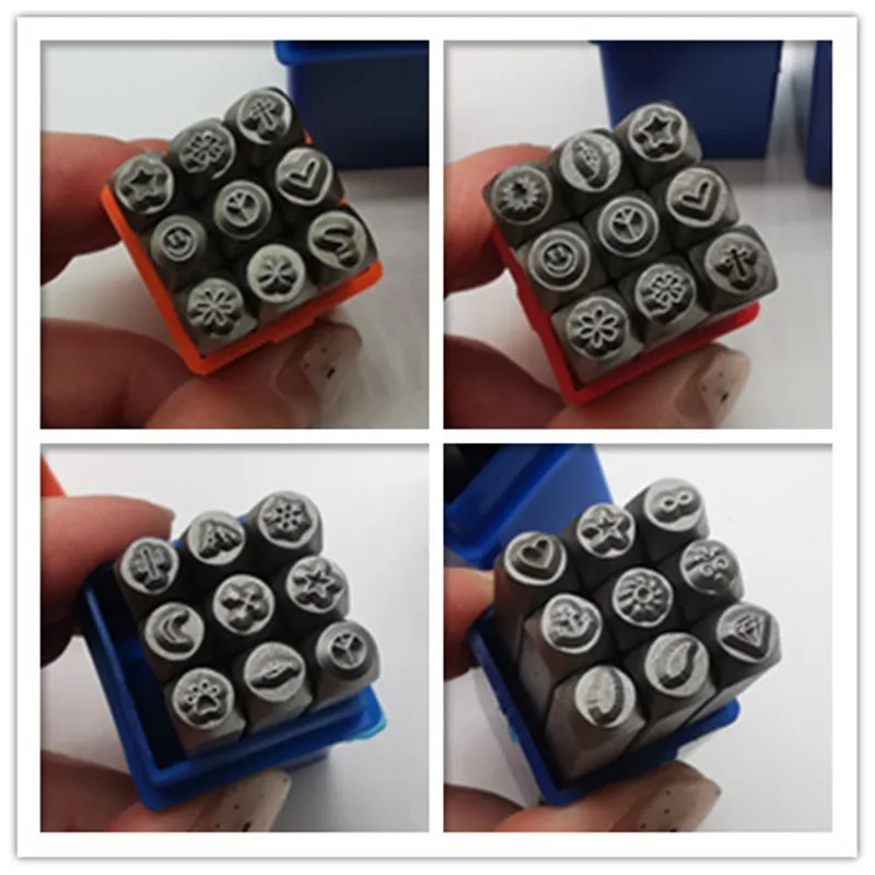 3mm Metal Stamping Set Symbol Steel Punch Custom Logo Pressing Silver Leather DIY Jewelry Making Start Heart Moon Patterns Stamp