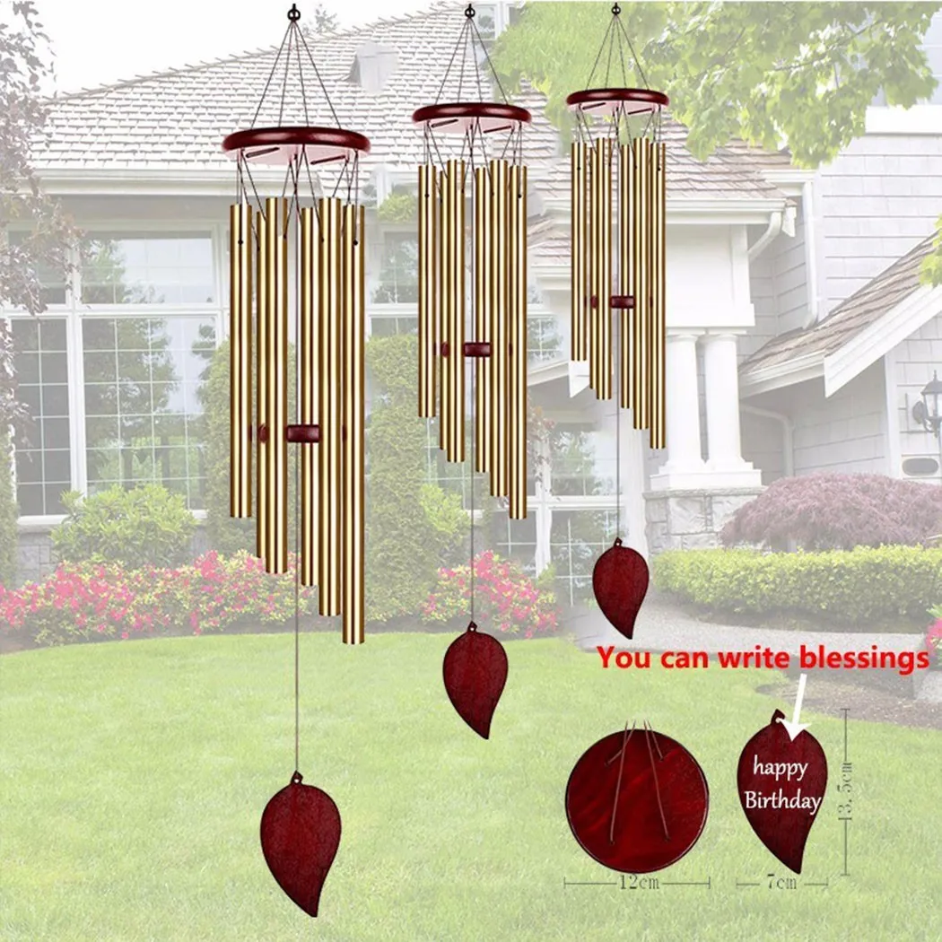 6TubesWindChimesPendantAluminumTubePineWindChimeForHome