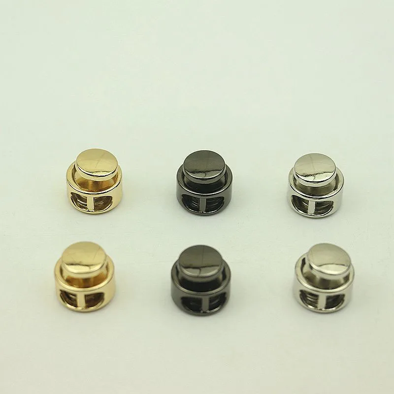 30Pcs Metal Strap Spring Stopper Double Hole Adjust Cord Lock Rope Fixed End Snap Button Decor Buckles DIY Sewing Accessories