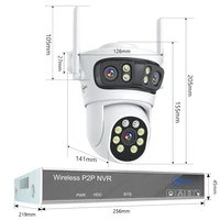 Système de vidéosurveillance sans fil Movols 6MP à trois objectifs PTZ H.265, caméra de sécurité IP étanche avec audio bidirectionnel, système de surveillance NVR 10CH 4