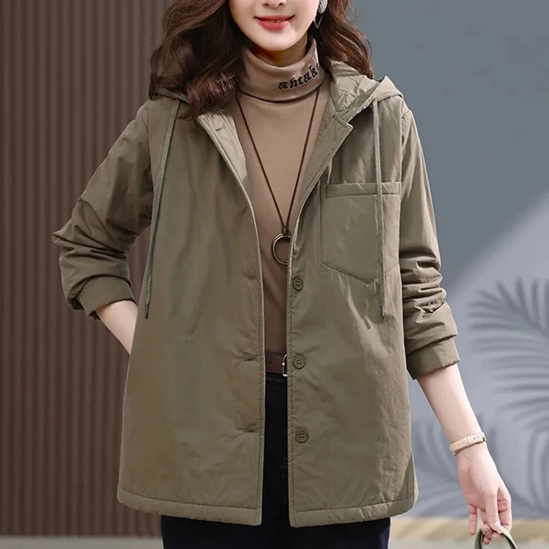 

Новинка 2023, осенне-зимняя куртка, женские парки, корейские женские пальто на хлопковом наполнителе с длинным рукавом, средней длины, легкая теплая верхняя одежда