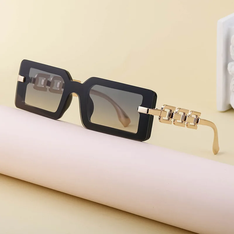 

Новинка 2024, модные квадратные женские и мужские солнцезащитные очки с градиентными линзами и прямоугольной цепочкой