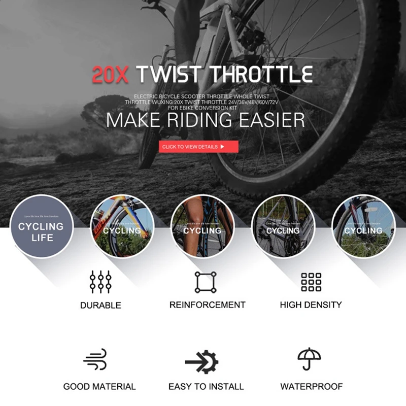 E Bike Throttle For Wuxing Ebike Twist Throttle Left And Right Hand With 3 Pin Connector Ebike Parts