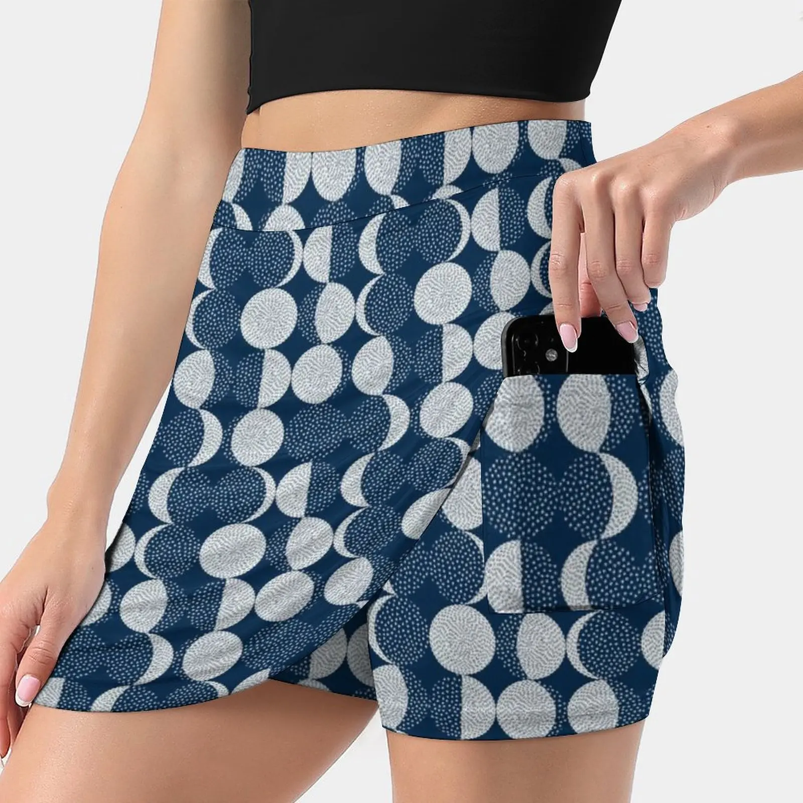 

Moon Phases / Repeat Pattern Women's skirt With Pocket Vintage Skirt Printing A Line Skirts Summer Clothes Moon Phases Blue