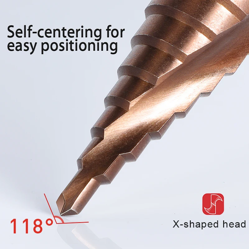 Step Drill Bit 1PCS/3PCS M35 5% Cobalt HSS Step Drill Bits for Stainless Steel Metal Wood Hex Metal Core Stepped Drill Bit Set 4-12mm/20mm/32m