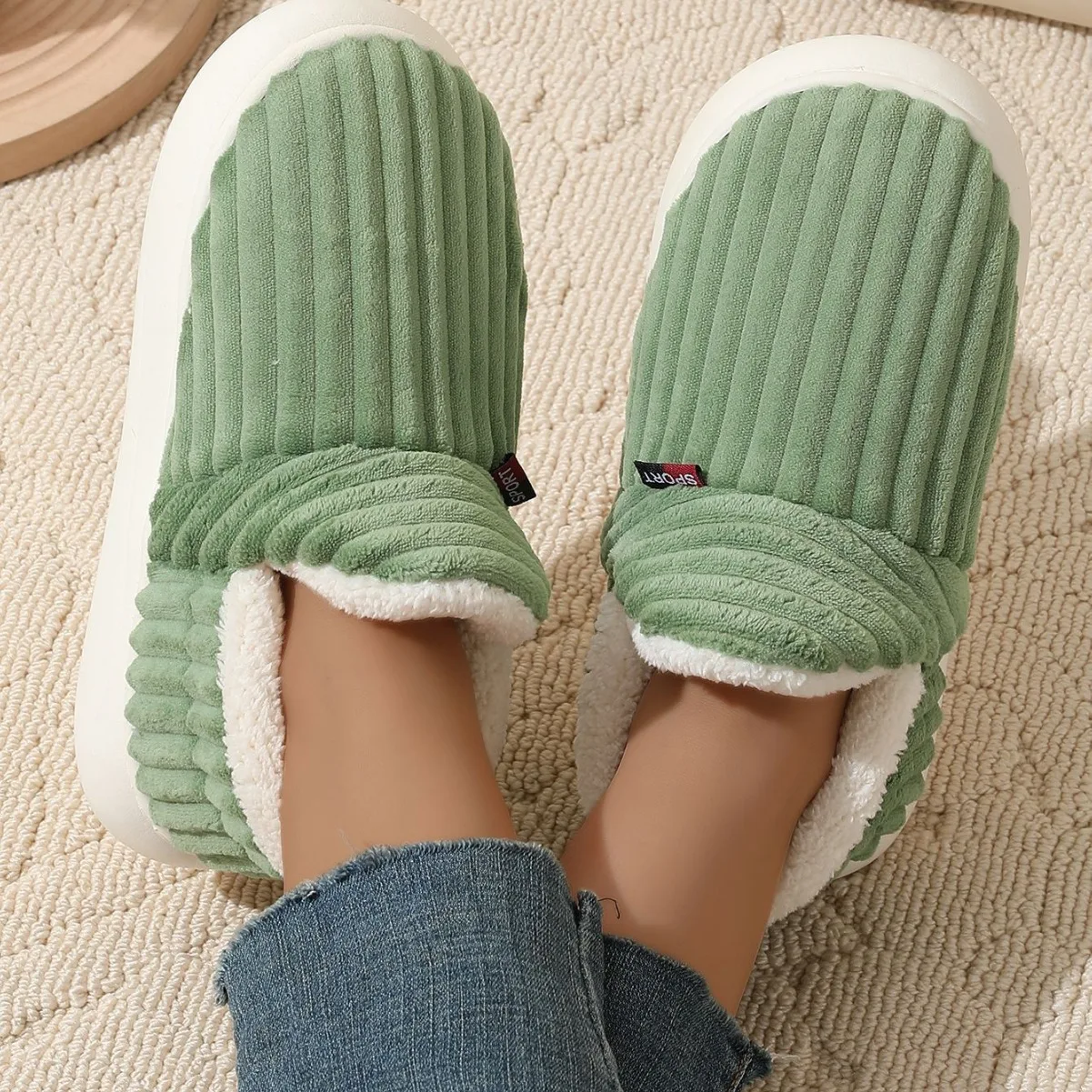 Bebealy Winter Warm Fur Slippers For Women Indoor Fluffy Short Plush Men Slippers Casual Nonslip Fuzzy Shoes House Ankle Boots 6