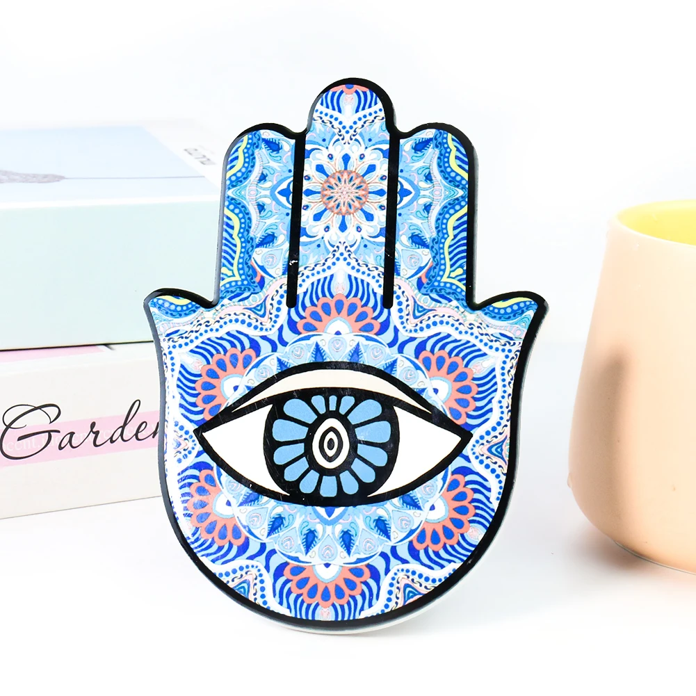 Handcrafted Colorful Ceramic Ornament - Hand of Fatima Wall Decor & Exquisite Feng Shui Gift