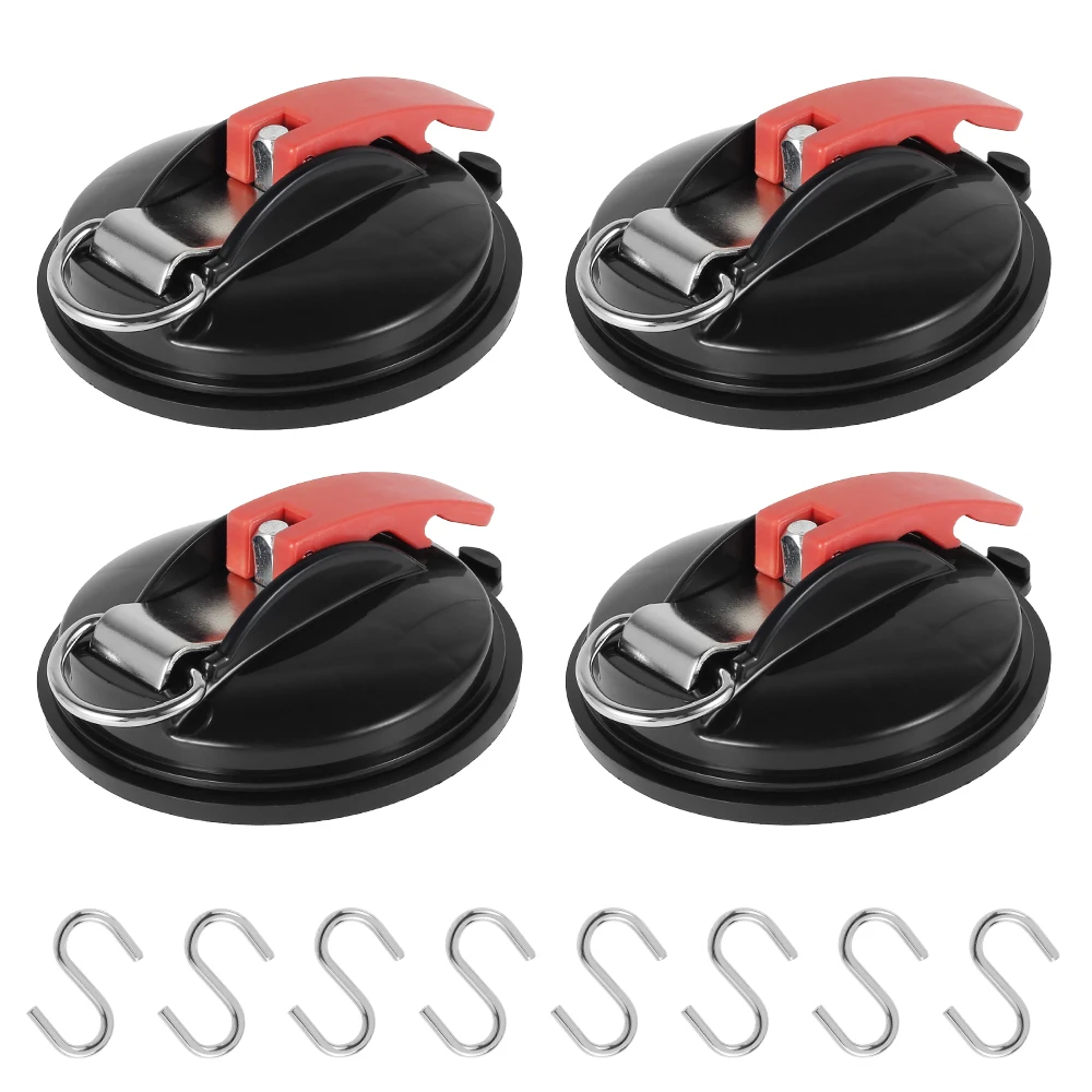 

4Pcs Heavy Duty Suction Cup Anchor with Securing Hook Multi-function Car Mount Luggage Anchor Camping Tarp Accessory Tool