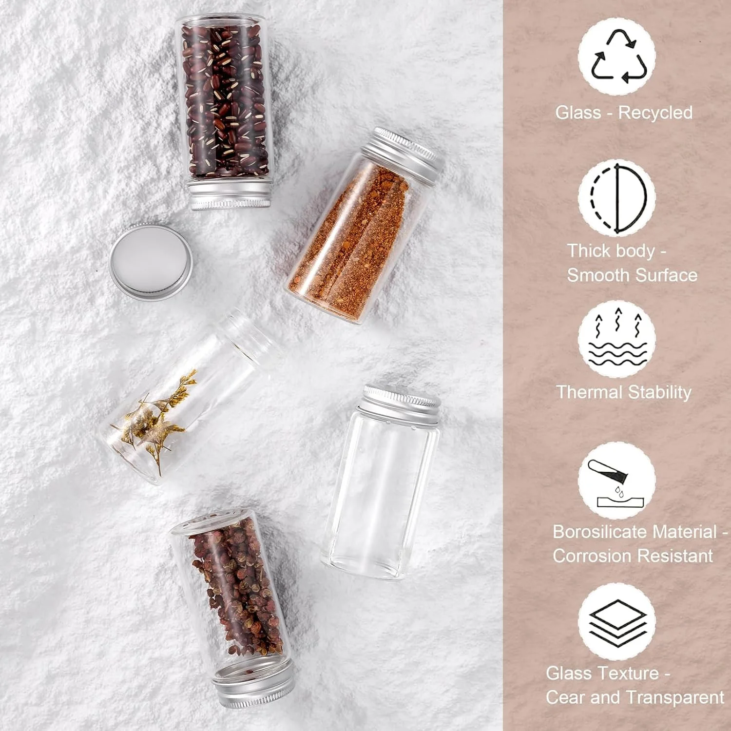 Wholesale Diameter 37mm Glass Bottle Candle Glass Vials Saffron Container Glass Vial With Screw Lid For Candy Storage Bottle 5