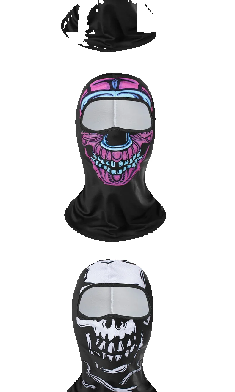 Kopfbedeckung für Outdoor-Sportarten, Radfahren, mit integriertem Schal, vollständiger Schutz, Sonnenschutzmaske, Halloween-Skelett_voghion.com