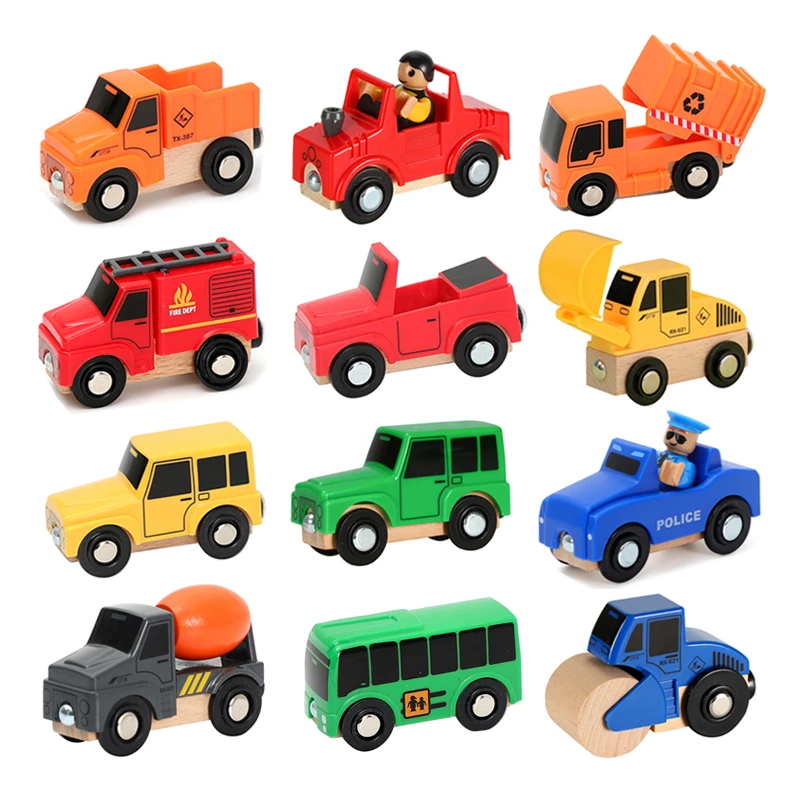 Wooden Bottom a Number Of Multifunctional Magnetic Car Scene Car Compatible With Various Brands Of Wooden Rail Children\'s Toys