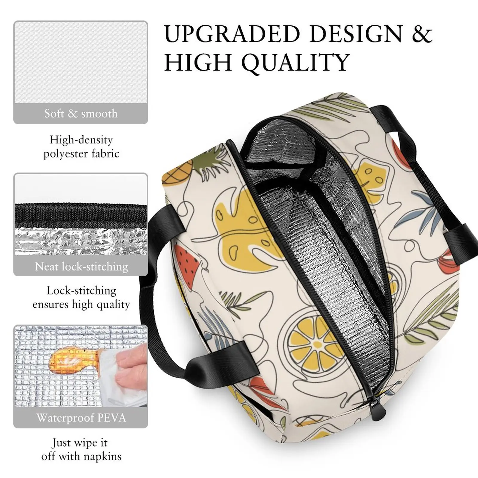 Custom Pattern Tote Lunch Bags for Women Tropical Flora Print Portable Meal Bag Picnic Travel Breakfast Box Office Work School