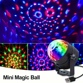 1Pc Disco Ball DJ Night Lights,Sound Activated RGB Rotating Stage Strobe Lamp For Home Room Birthday Decor Wedding Dance Parties 2