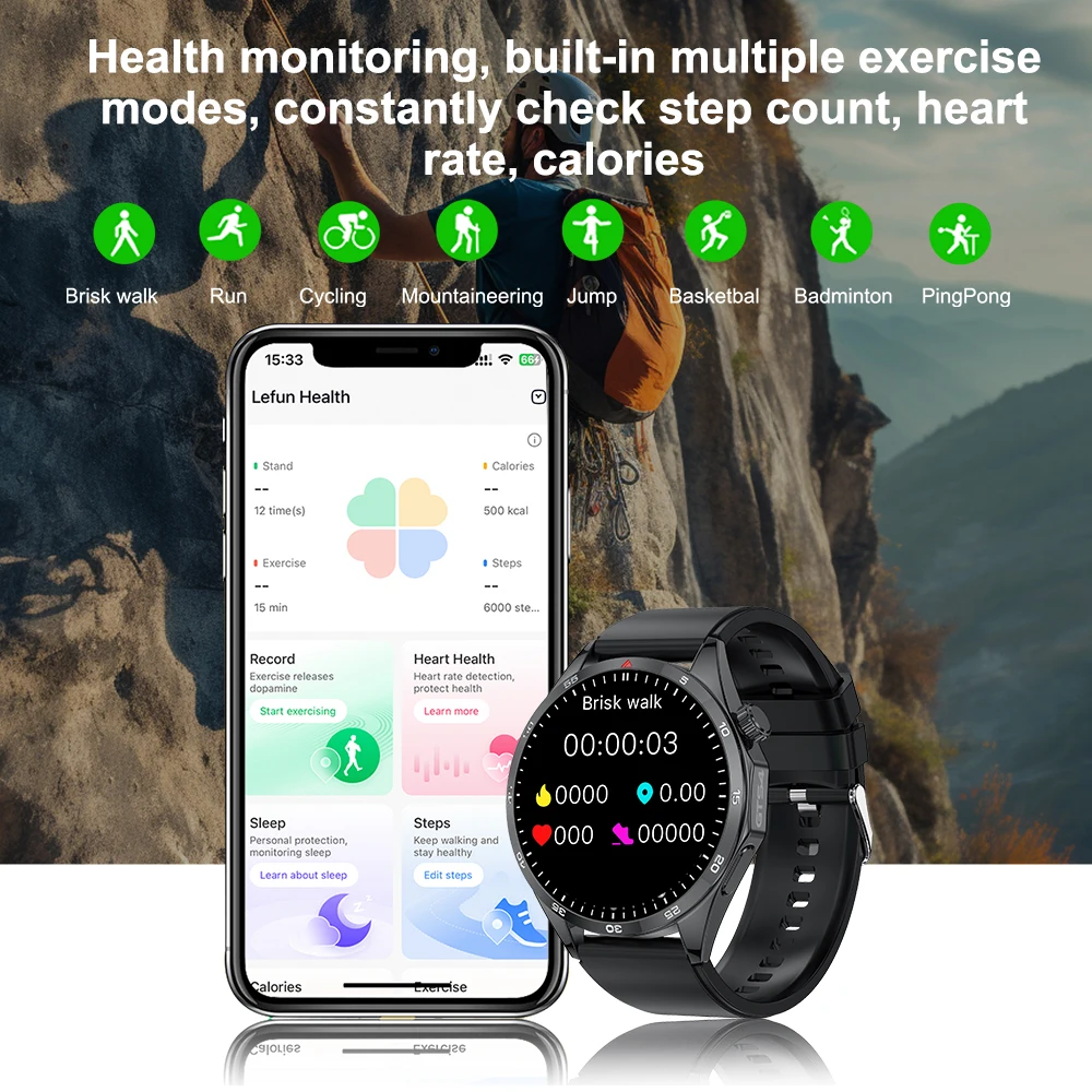 LEMFO New Watch Smart Watch 2024 Men Heart Rate Bluetooth Calls Smartwatch Men 1.5 inch Large HD Screen For HUAWEI Xiaomi IOS