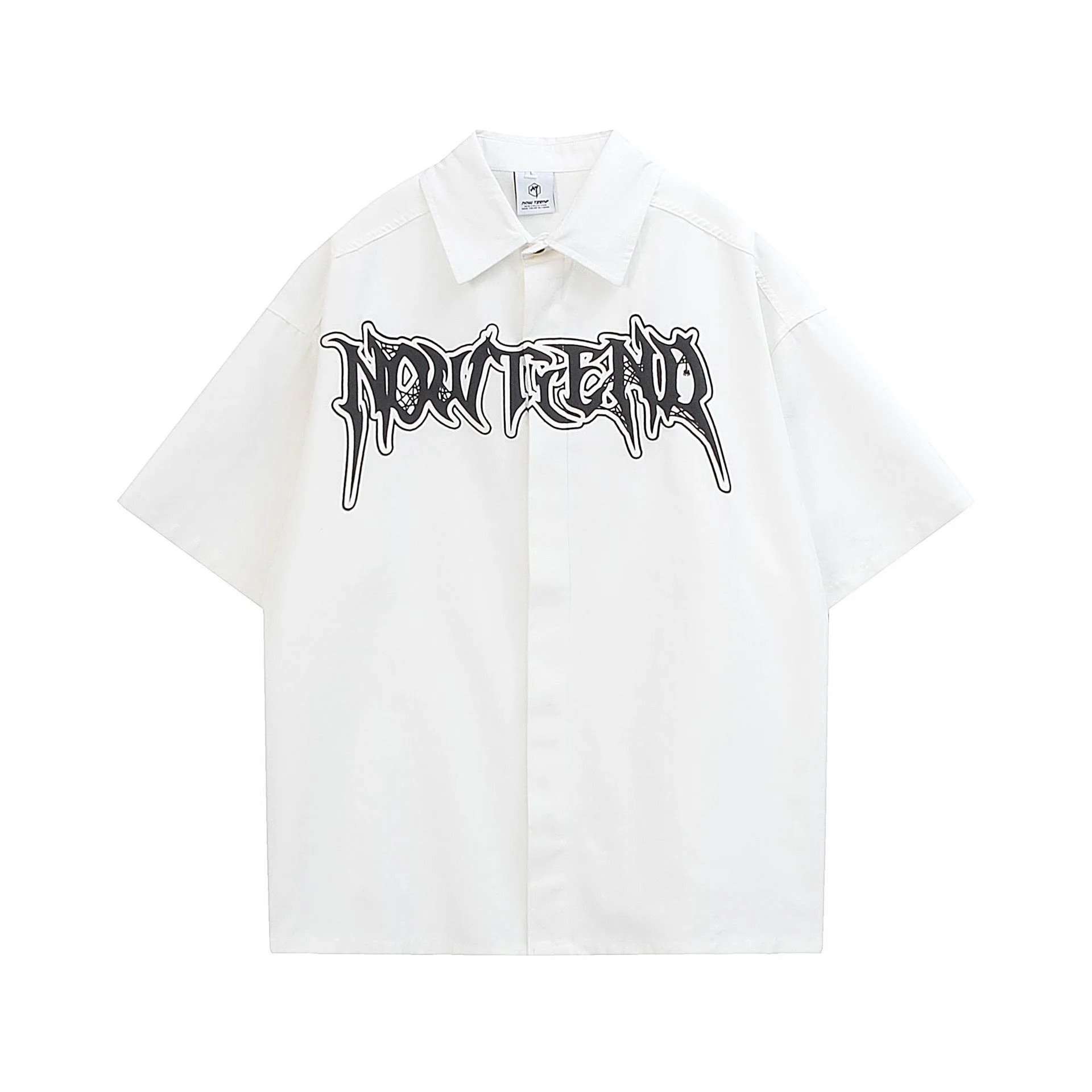 

Retro Streetwear Foam Letter Print Short Sleeve Shirt Men & Women High Street Hip Hop Summer Loose Couple All-match Tops Shirts