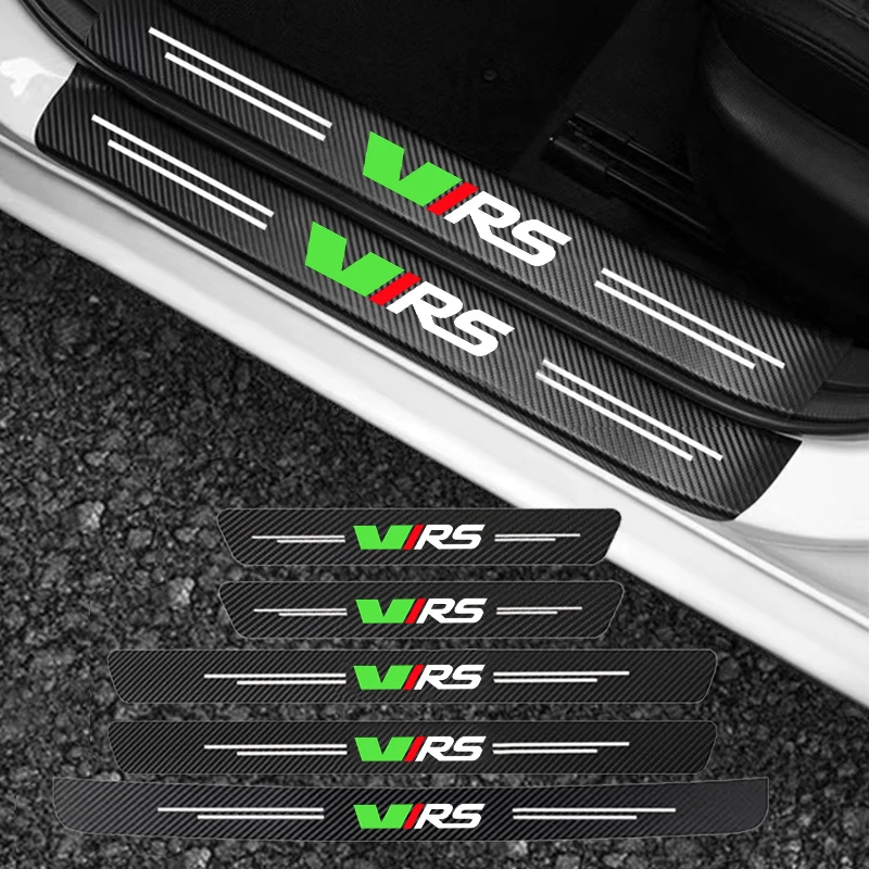 

For Skoda VRS Octavia Kamiq Kodiaq Karoq RS Superb Fabia Rapid Carbon fiber car door sill Threshold cill protective stickers