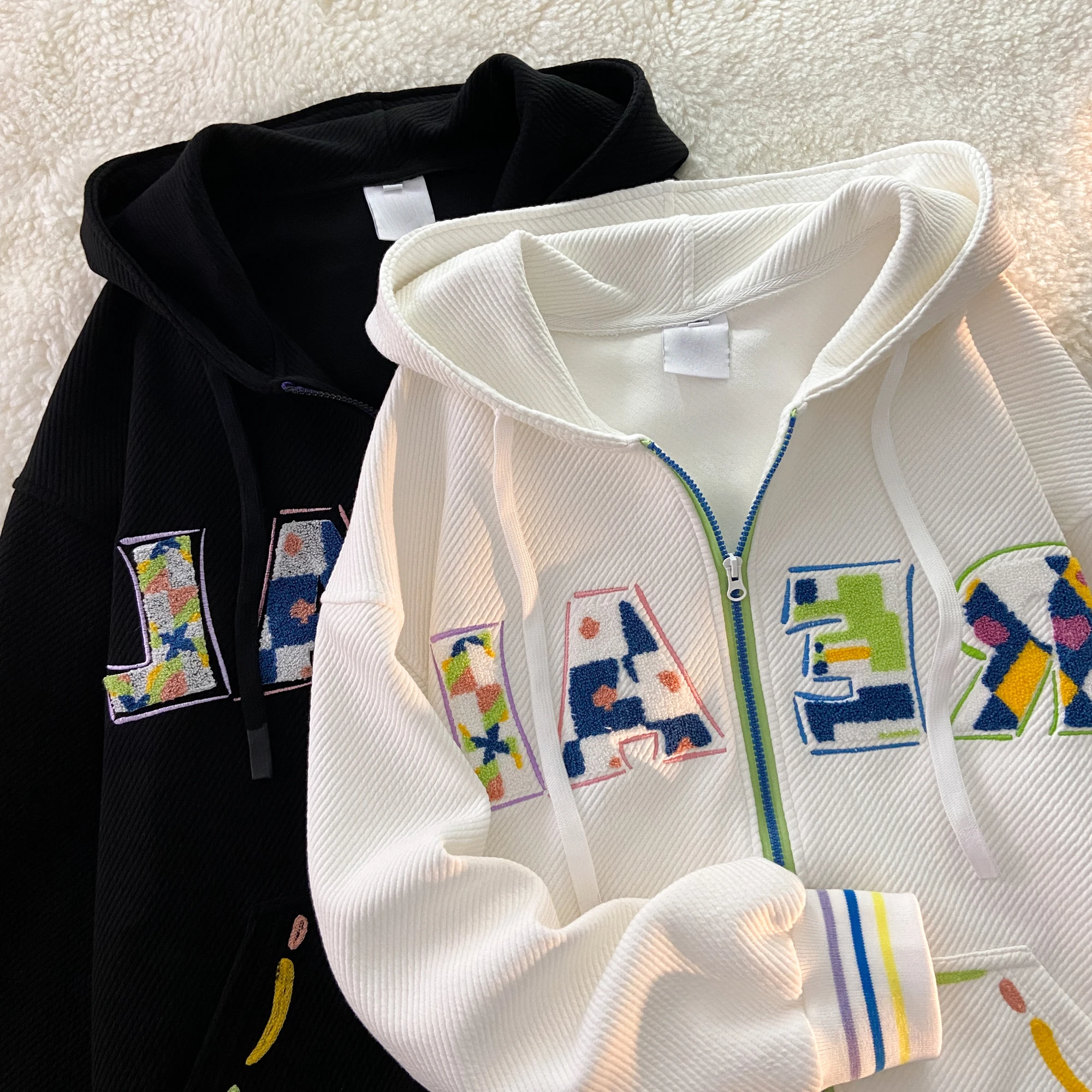 Женская винтажная толстовка с капюшоном и надписью, весенняя куртка оверсайз с контрастной вышивкой и полосками, уличная одежда на молнии, 2022