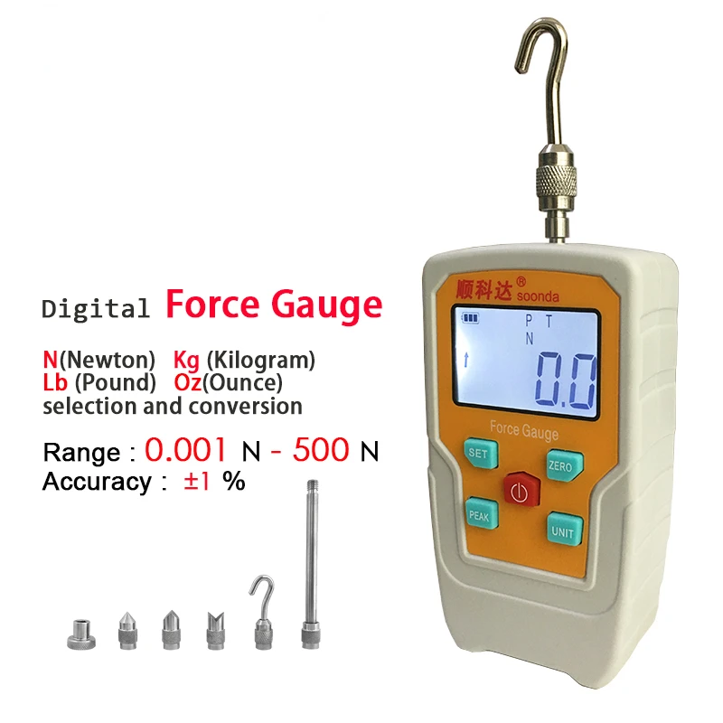 

3-in-1 Digital Force Gauge Tensiometer Meter Tester Rope Spokes Analog Tension Push Pull Load Physical Measure Instruments Tools