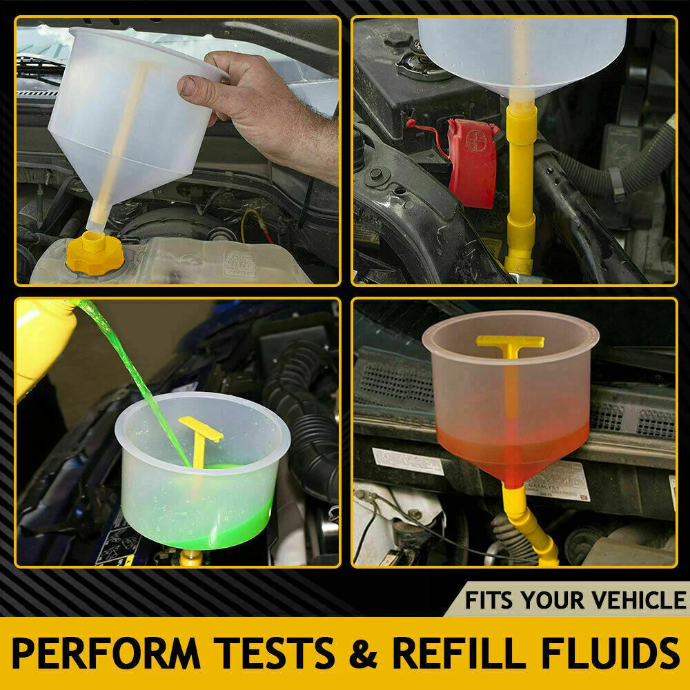 Coolant Funnel Kit Car Radiator Coolant Filling Funnel Kit Spill Proof Car Water Cooling System Refill Gas Oil Liquid Tool 15Pcs