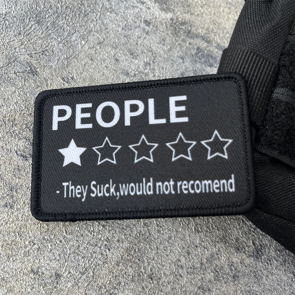 People Review Sarkastischer Aufnäher, taktische Moral, Militär-Armee-Armband, bedruckte Klett-Aufnäher für Kleidung, Rucksack-Aufkleber